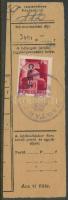 1946 Betűs Cs. 5-I. bélyeg csomagszállító szelvényen, kisegítő "MAGYAR POSTA" gumibélyegzéssel