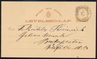 1877 2kr díjjegyes levelezőlap / PS-card "OMOROVICZA"