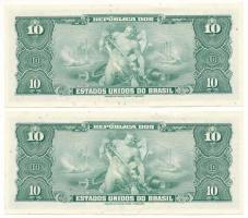 Brazília DN(1963) 10C (2x) sorszámkövetők "825A. 057608 - 825A. 057609" T:AU
Brazil ND (1...
