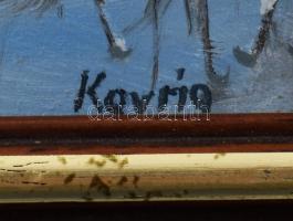 Kovrig Miklós (1951-): Menekülés (vaddisznók). Olaj, farost. Jelzett. Hátoldalán autográf felirattal...