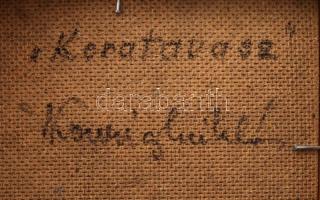 Kovrig Miklós (1951-): Koratavasz (vaddisznó). Olaj, farost. Jelzett. Hátoldalán autográf felirattal...