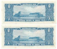 Brazília DN(1954) 1C (2x) sorszámkövetők "1723A. 074701 - 1723A. 074702" T:AU, hullámos pa...