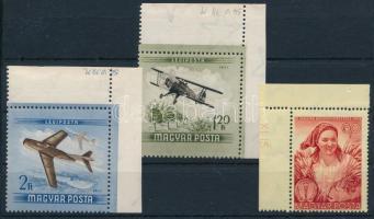 1952-154 3 db ívsarki bélyeg ívszéli dátummal