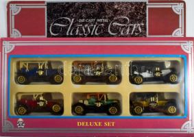 Deluxe Set 6 darabos oldtimer autó szett, tartójában
