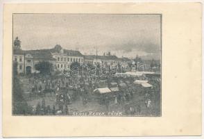 1940 Szászrégen, Sächsisch-Regen, Reghin; Fő tér, piac / main square, market + "1940 SZÁSZRÉGEN VISSZATÉRT" So. Stpl (kis szakadás / small tear)