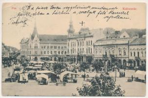 Kolozsvár, Cluj; Piac tér, Farkas J.,Vlad János üzlete. Schuster Emil kiadása / shops, market (EM)