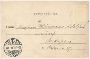 1904 Korond, Korondfürdő, Corund; A fő sétaút, darutollas csendőr. Klimatikus gyógyhely. Sós-, széns...