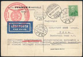 1937 Légi képeslap alkalmi bélyegzéssel / Airmail postcard