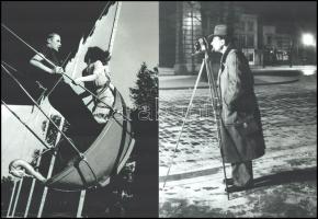 cca 1932 Brassai (eredetileg Halász Gyula) (1899-1984) magyar - francia fotóművész felvételei (Hajóhinta; Brassai a Párizs éjjel című sorozatán dolgozik), 2 db modern nagyítás, jelzés nélkül, 21x15 cm