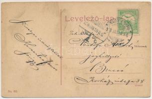 1908 Nagyenyed, Aiud; M. kir. honvéd laktanya. W. L. (?) No. 452. / military barracks (ázott / wet d...