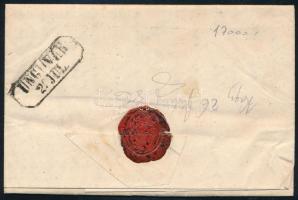 1863 15kr ajánlott levélen / on registered cover "TOKAY"