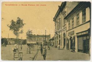 1908 Gyulafehérvár, Karlsburg, Alba Iulia; Novák Ferenc tér, Gyógyszertár, Lóbl Mór üzlete. W. L. 3164. / square, pharmacy, shops (ázott / wet damage)