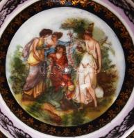 Cseh alt wien historizáló csésze alátéttel, jelzett, d: 11,5 cm