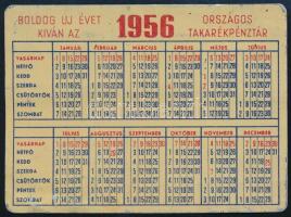 1956 Országos Takarékpénztár (OTP) fém kártyanaptár, rajta az 1956. évi államkölcsön sorsolások időpontjaival, kis hibákkal