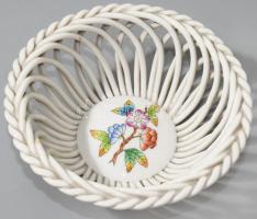 Herendi kosár alakú kínáló, jelzett, hibátlan, d: 11,5 cm