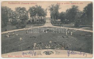 1905 Temesvár, Timisoara; Vadászerdő. Park az erdőőri szakiskola előtt. Mangold kiadása / park by the forest ranger school (EK)