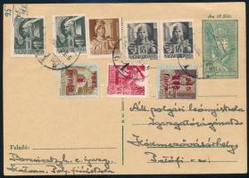 1945 (2. díjszabás) Levelezőlap 8 db bélyeggel / Postcard with 8 stamps