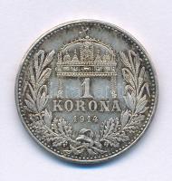1914KB 1K Ag "Ferenc József" T:AU patina Adamo K5.1