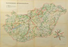 1959 Magyarország Autóbuszhálózata. Athenaeum. Hátoldalán "A közlekedési szabályok életünket vé...