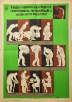 1967 A Helyes testtartás (...), egészségügyi felvilágosító plakát, papír, Offset-nyomda, hajtva, lapszéli sérülésekkel, 69x49,5 cm