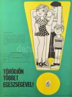 cca 1974 Törődjön többet egészségével (tehéntúró)! Egészségügyi felvilágosító plakát, papír, Pénzjegynyomda, 67x48,5 cm