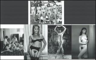 cca 1970 előtt készült, szolidan erotikus felvételek, 5 db modern nagyítás, jelzés nélkül, 15x10 cm és 10x15 cm
