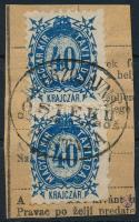 1873 Kőnyomat távírda 40kr pár kivágáson / Mi T 5 pair on cutting "OSIEKU"