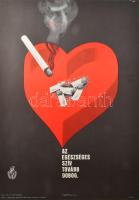 Tamássi Zoltán (1912-1997): Az egészséges szív tovább dobog, 1970. Plakát, ofszet, papír, jelzett a plakáton, Egészségügyi Minisztérium, 67x47 cm