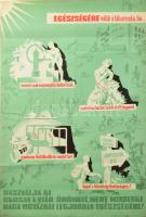cca 1950-60 Maklári Ernő: Egészségére válik a táborozás, ha.. Plakát, papír, jelzett a plakáton, Plakát-címke Nyomda, Bp. Kisebb lapszéli szakadásokkal. Hajtva. 69x48