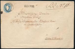 ~1863 15kr és sérült 10kr ajánlott levélen / 15kr + damaged 10kr on registered cover "HABSÁN" (Gudlin 200 p)