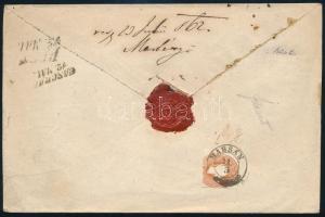~1863 15kr és sérült 10kr ajánlott levélen / 15kr + damaged 10kr on registered cover "HABSÁN&qu...
