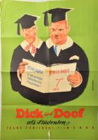 cca 1949-50 Dick und Doof als Studenten (A Chump at Oxford, Stan és Pan) című film plakátja, sérülésekkel, szakadásokkal, hajtott, 84×60 cm