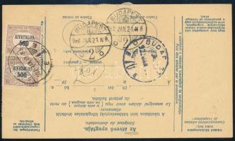 1922 Szállítólevél 5 db Hivatalos bélyeggel / Parcel card with official stamps
