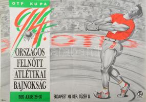 1989 OTP-kupa, sportplakát, ofszet, papír, TP jelzéssel a plakáton, hajtva, golyóstoll firkával, 41,5x59 cm