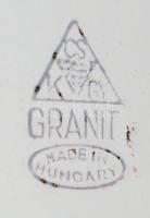 Gránit kerámia tányér, kézzel festett, jelzett, hibátlan d: 24 cm
