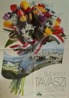 Bakos István (1941-): Budapesti Tavaszi Fesztivál, 1992. Nagyméretű plakát, ofszet, papír, jelzett a plakáton, hajtva, apró lapszéli szakadásokkal, 119x84 cm