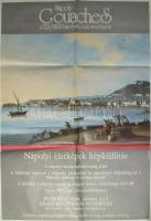 1990 Nápoly gouaches a '700-'800-as évek vízfestményein. Nagyméretű kiállítási plakát, papír, hajtva, egészen apró felületi sérülésekkel, 138x100 cm