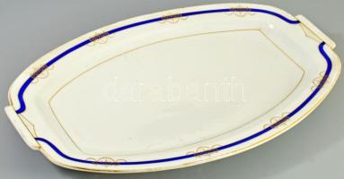 cca 1900/1920 Szecessziós mintás osztrák pecsenyés kínáló, jelzett, kopással, 44x28 cm