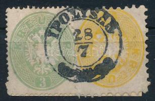 1863/1864 3kr + 2kr kivágáson / on cutting "IPOLYSÁG"