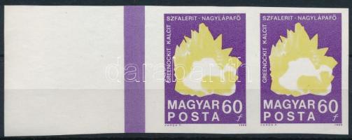 1969 100 éves a Magyar Állami Földtani Intézet 60f ívszéli vágott pár fekete színnyomat nélkül (80.000) / Mi 2521 imperforate pair, black colour omitted