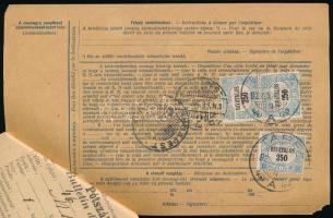 1922 Teljes csomagszállító 10 db Hivatalos bélyeggel és pótszállítólevéllel / Complete parcel card w...