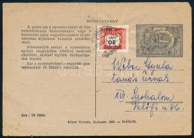 1961 8f Nyomtatvány 20f portóval / PS-printed matter with 20f postage due