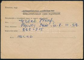 1961 8f Nyomtatvány 20f portóval / PS-printed matter with 20f postage due