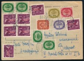 1946 (18. díjszabás) Levelezőlap 15 db bélyeggel / Postcard with 15 stamps