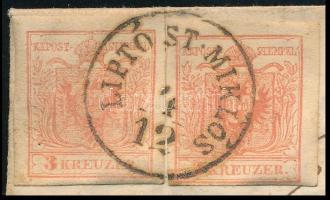 1855 2 x 3kr levélen / on cover "LIPTÓ ST. MIKLÓS"