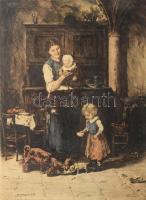 Munkácsy Mihály után Kórusz József (1927-2010): Anya gyermekeivel, rézkarc, papír, jelzett a karcon....