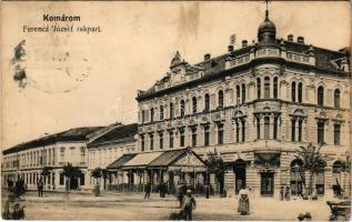 1911 Komárom, Komárno; Ferenc József rakpart, Grand kávézó. Spitzer Sándor kiadása / street, café (EK)
