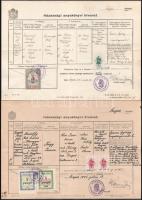 3 db anyakönyvi kivonat szegedi illetékbélyegekkel