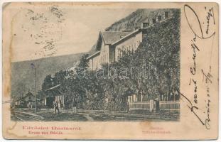 1905 Báziás, indóház, vasútállomás, vonatok / Stations Gebäude / railway station, trains (szakadás / tear)