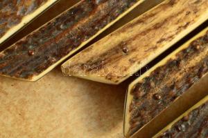 Vadász stílusú kés szett, 6 darab, agancs nyelekkel, h: 2 cm